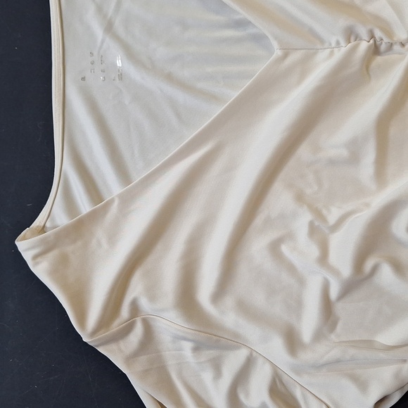 NEW! Long Sleeve Ruched Slim Fit Bodysuit, Cream - A New Day - Picture 3 of 9